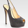 Giuseppe Zanotti Suede Peep Toe Slingback Pumps in Gray (grey) - Lyst