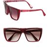 Lanvin Snakeprint Leather Accented Modified Square Sunglasses in Brown (bordeaux) - Lyst