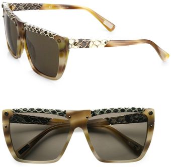 Lanvin Snakeprint Leather Accented Modified Square Sunglasses - Lyst