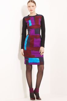 Oscar de la Renta Colorblock Silk Faille Dress - Lyst