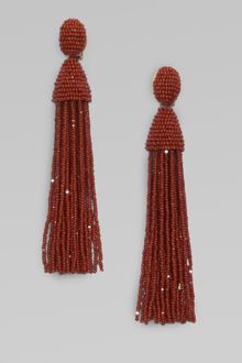 Oscar de la Renta Hematite Seed Beaded Fringe Earrings - Lyst