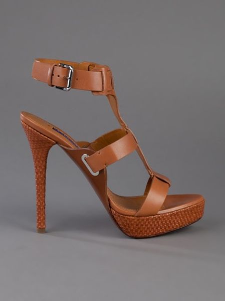 Ralph Lauren High Heel Sandal in Brown | Lyst