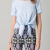 Tibi Tie Front Blouse in Blue (powder) - Lyst