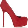 Yves Saint Laurent Tribtoo Suede Pumps in Red (poppy) - Lyst