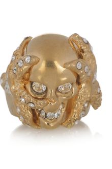 Alexander McQueen Swarovski Crystal Skull and Starfish Ring - Lyst