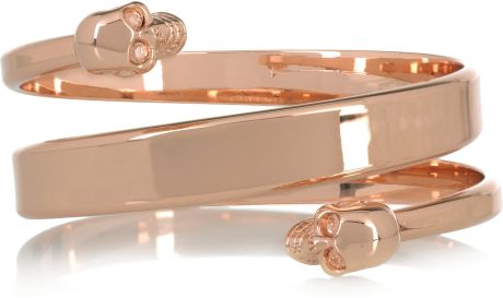 Alexander Mcqueen Swarovski Crystal Doubleskull Bracelet in Pink (rose) - Lyst