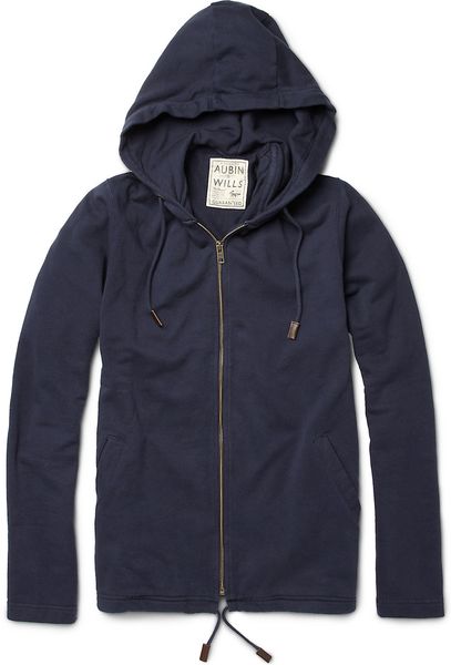 Aubin & Wills Dallison Loopbackcotton Hoodie in Blue for Men - Lyst