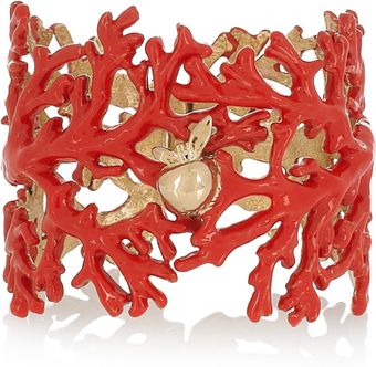 Aurelie Bidermann Aphrodite Enameled 18karat Goldplated Cuff - Lyst