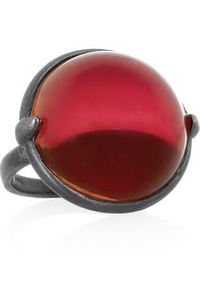 Bottega Veneta Oxidizedsilver Glass Cabochon Ring - Lyst