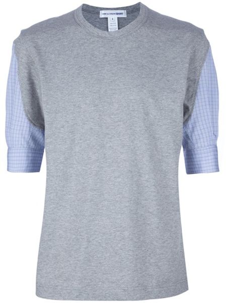 Comme Des Garçons Checked Sleeve Top in Gray for Men (grey) - Lyst