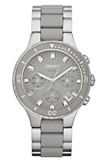 DKNY Womens Chronograph Stainless Steel and Gray Ceramic Bracelet 38mm - Lyst