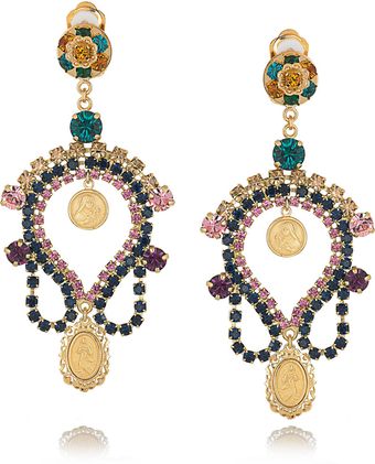  Crystal and Cameo Clip Earrings 