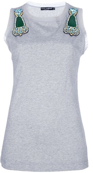 Dolce & Gabbana Embellished Top in Gray (grey) - Lyst