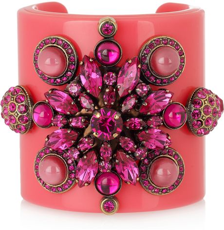 Emilio Pucci Plexiglass and Crystal Cuff in Pink - Lyst