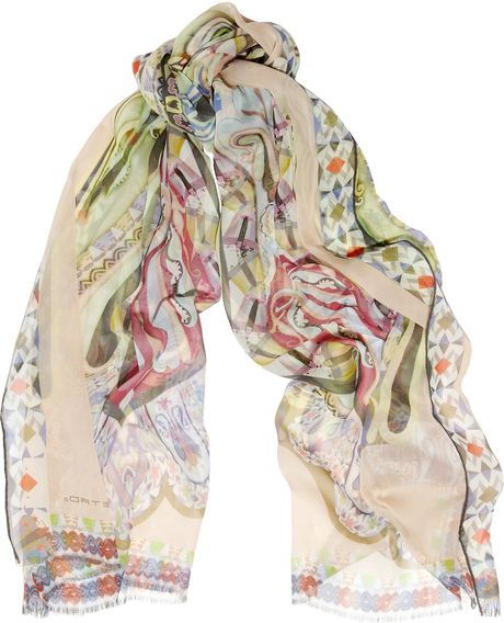 Etro Printed Silk Chiffon Scarf in Multicolor (multicolored) - Lyst