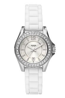 Fossil  Mini Riley White Silicone Strap 33mm - Lyst