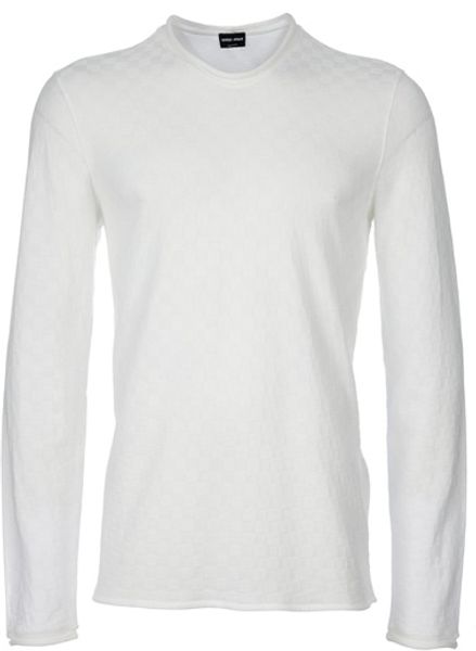 Giorgio Armani Long Sleeved Top in White for Men - Lyst