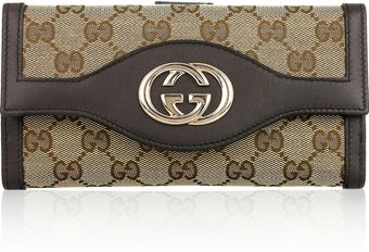 Gucci Leather and Canvas Wallet - Lyst