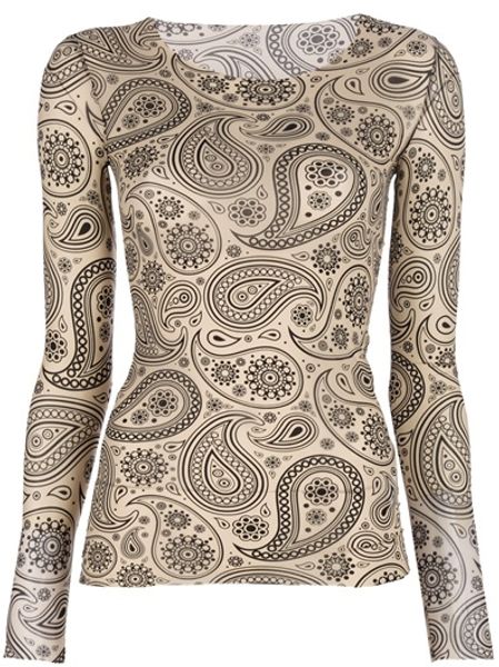 Jil Sander Paisley Print Top in Brown (nude) - Lyst