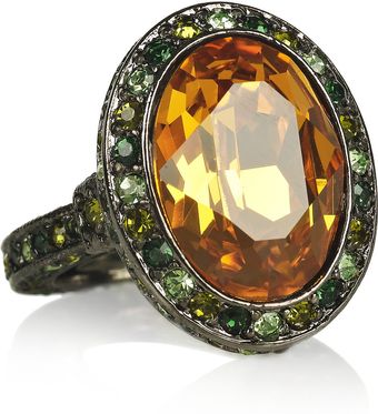 Kenneth Jay Lane Gunmetalplated Swarovski Crystal Ring - Lyst
