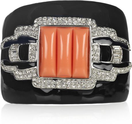 Kenneth Jay Lane Silverplated Crystal Cuff in White (silver) - Lyst