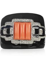 Kenneth Jay Lane Silverplated Crystal Cuff