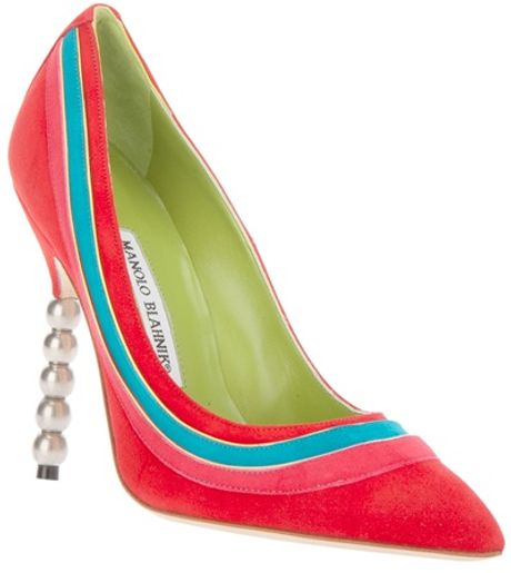Manolo Blahnik Striped Shoe in Red - Lyst