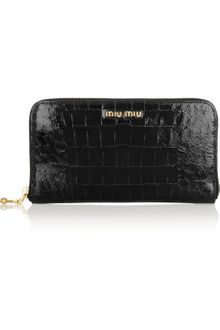 Miu Miu Croceffect Glossedleather Wallet - Lyst