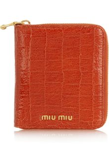 Miu Miu Small Croceffect Glossedleather Wallet - Lyst