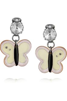 Miu Miu Plexiglass Crystal Butterfly Clip Earrings - Lyst