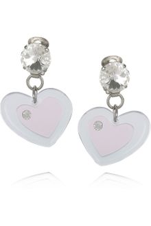 Miu Miu Plexiglass Crystal Heart Clip Earrings - Lyst