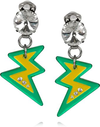 Miu Miu Plexiglass Crystal Lightning Bolt Clip Earrings - Lyst