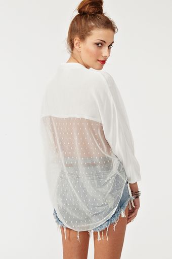 Nasty Gal Mesh Around Blouse Ivory - Lyst