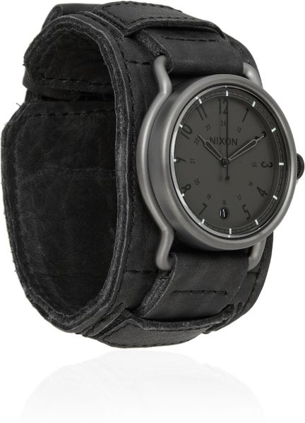 Nixon The Axe Leather and Stainless Steel Watch in Black (steel) - Lyst