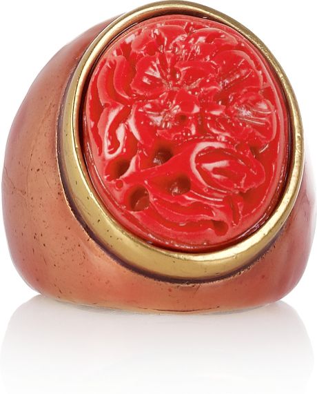 Oscar De La Renta 24karat Goldplated Seagrass Ring in Red (gold) - Lyst