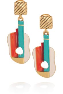 Oscar de la Renta Enameled 24karat Gold-Plated Guitar Clip Earrings - Lyst