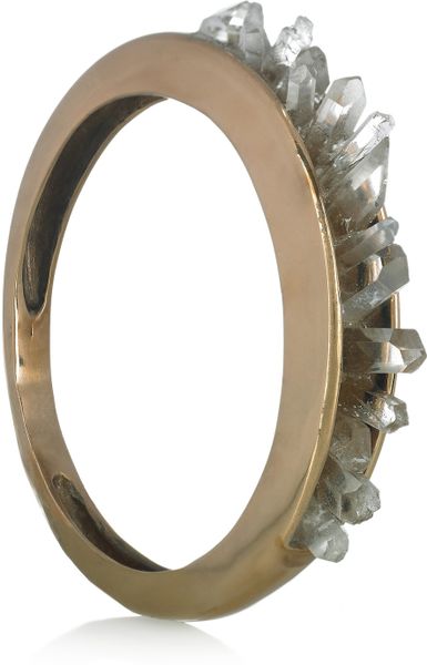 Pamela Love Bronze and Quartz Crystal Bangle in Gold (bronze) - Lyst