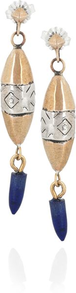 Pamela Love Bronze Silver and Lapis Lazuli Earrings in Blue (bronze) - Lyst