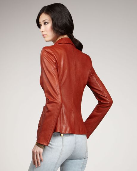 Rachel Zoe Sullivan Leather Blazer in Brown (rust) - Lyst