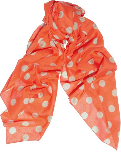 Sonia By Sonia Rykiel Polkadot Cotton Voile Scarf in Orange - Lyst