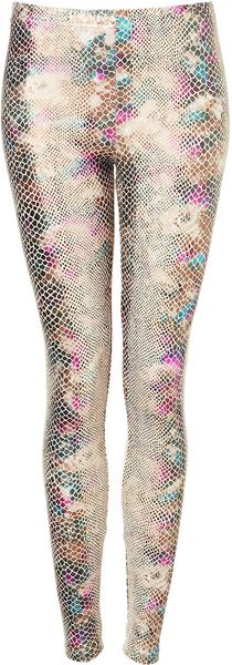 Topshop Snake Metallic Leggings - Lyst