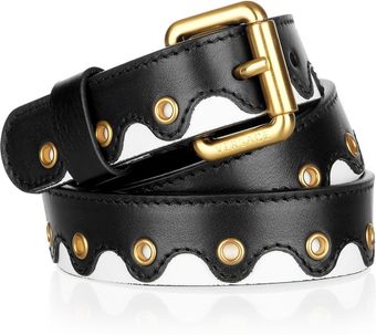Versace Grommetstudded Wavy Leather Belt - Lyst