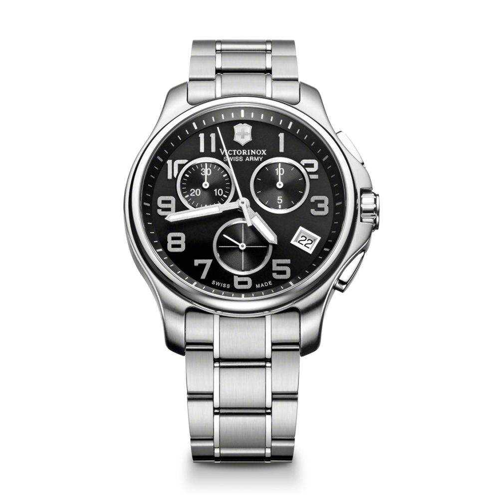 victorinox men's chronograph officer stainless steel bracelet watch 42mm