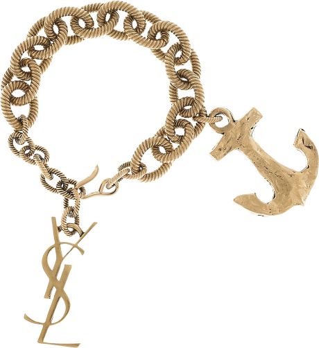 Yves Saint Laurent Goldplated Anchor Charm Bracelet in Gold - Lyst