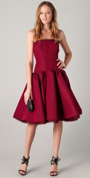 Zac Posen Strapless Dress with Full Skirt - Lyst