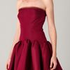 Zac Posen Strapless Dress with Full Skirt in Red - Lyst
