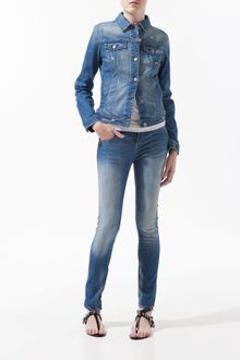 Zara Light Wash Denim Jacket - Lyst