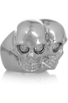 Alexander McQueen Siamese Skull Swarovski Crystal Ring - Lyst