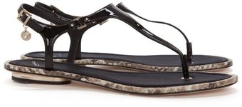  Corentine Black Patent Flat Sandals 