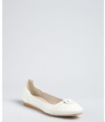  White Leather Arena Pinked Ballet Flats 